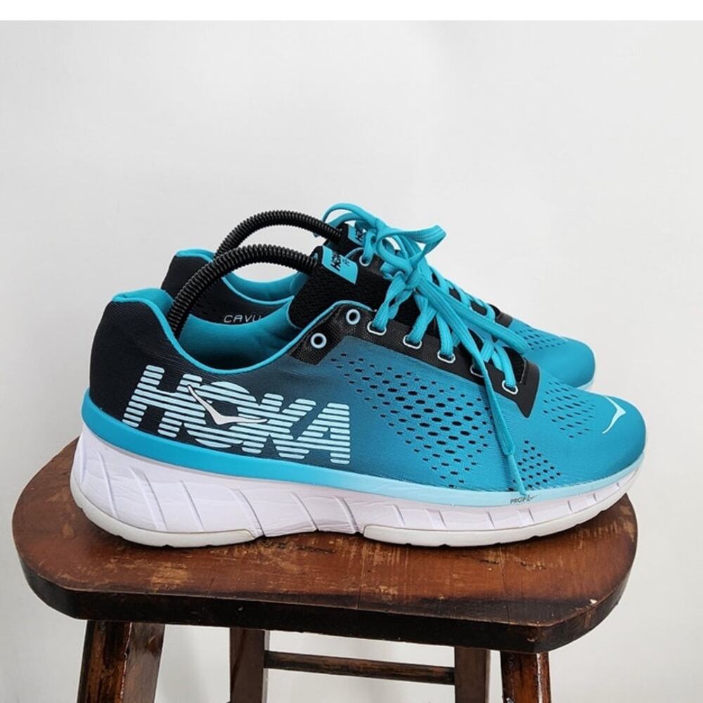Women's Hoka One One Cavu Size 10 Blue Black White Athletic Running Shoes